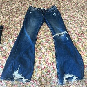 Women's Distressed Blue Jeans